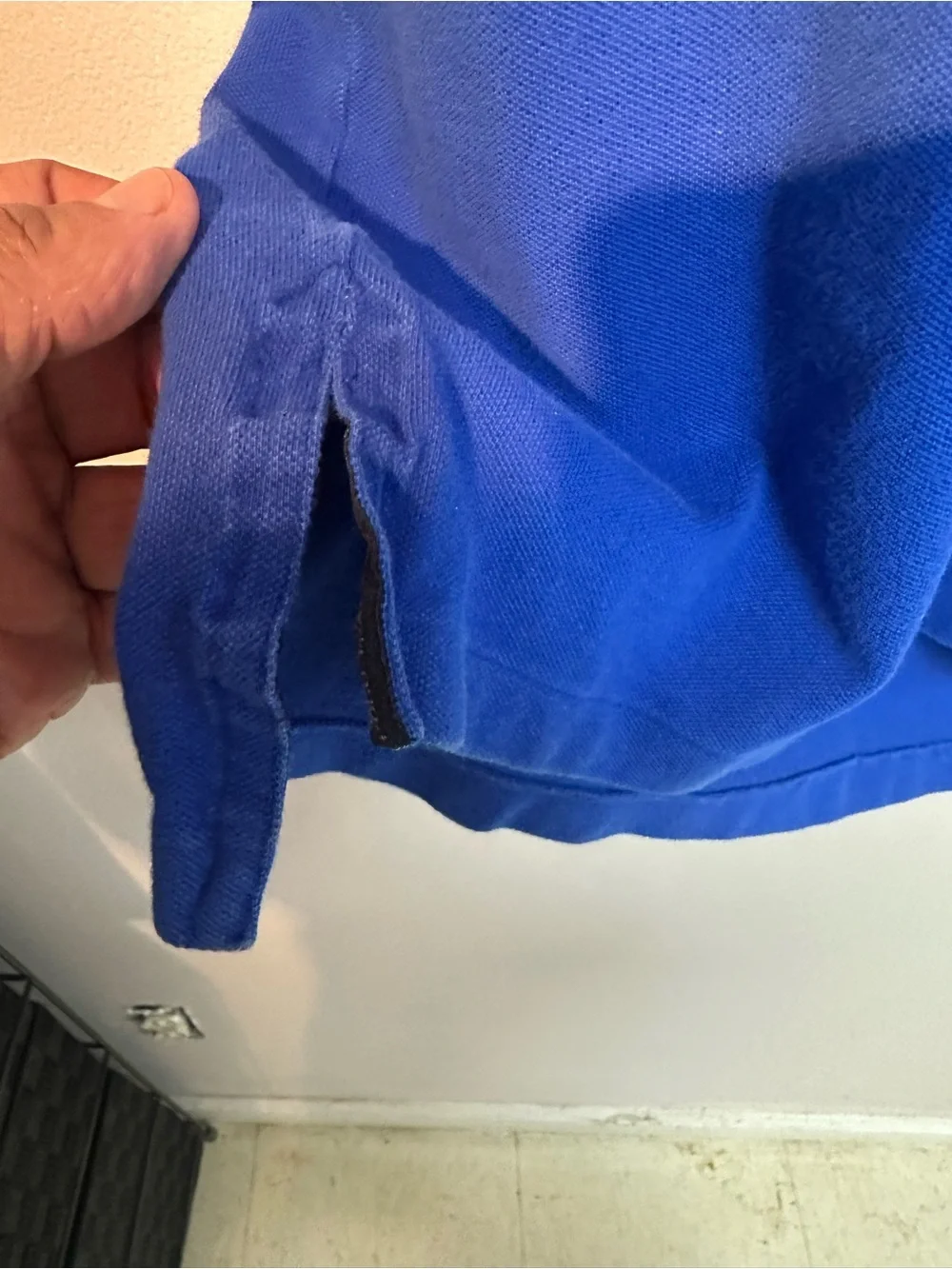 Ralph Lauren Blue Polo with White Sleeves and Yellow Embroidery